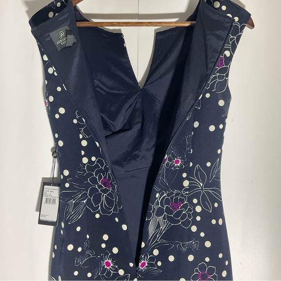 Adrianna Papell Women’s Sleeveless Sheath Floral Dot Print Pleated Dress Size 2. - Picture 14 of 16